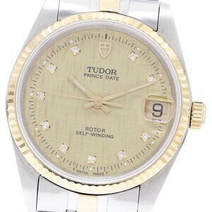 TUDOR Prince Date 72033 Cal.2824-2 YG bezel 10P diamond AT Boy's Watch_871438